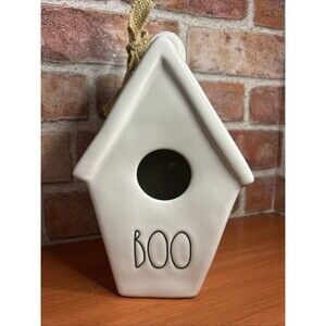Rae Dunn Halloween “BOO” Birdhouse/House Decor Bats On Back